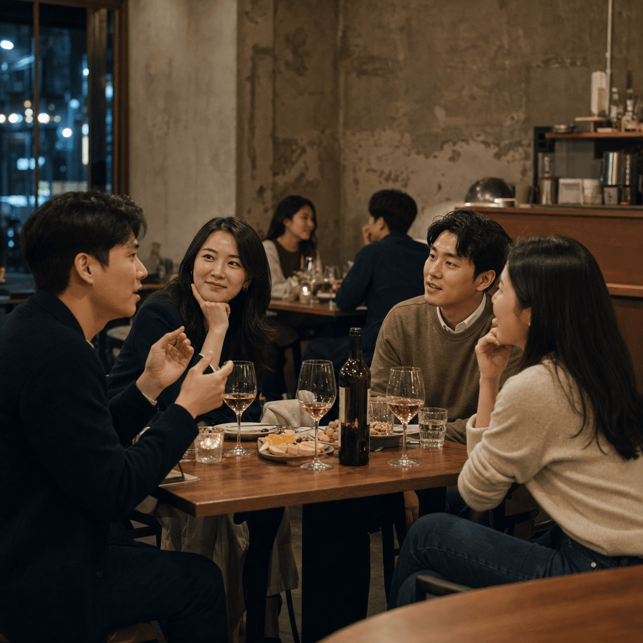 카페에서 대화를 나누는 직장인 모임